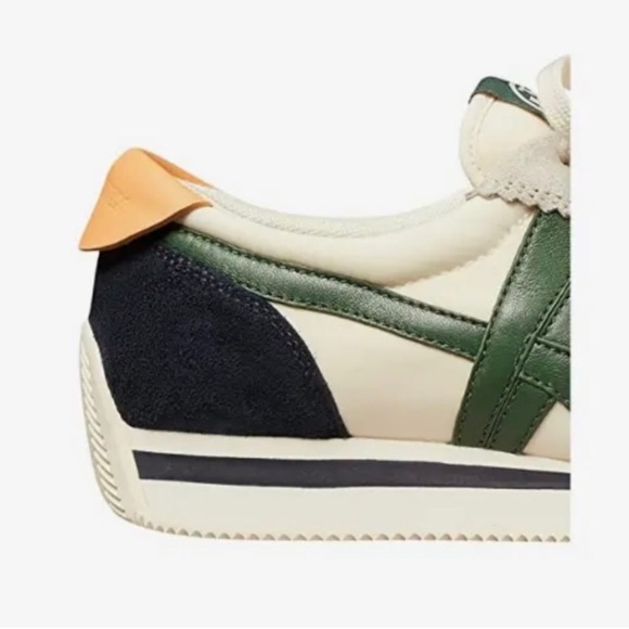 *rare* TORY BURCH Hank Sneaker Ivory/Shady Willow/Jackfruit — 7.5 — IN BOX - Picture 3 of 5